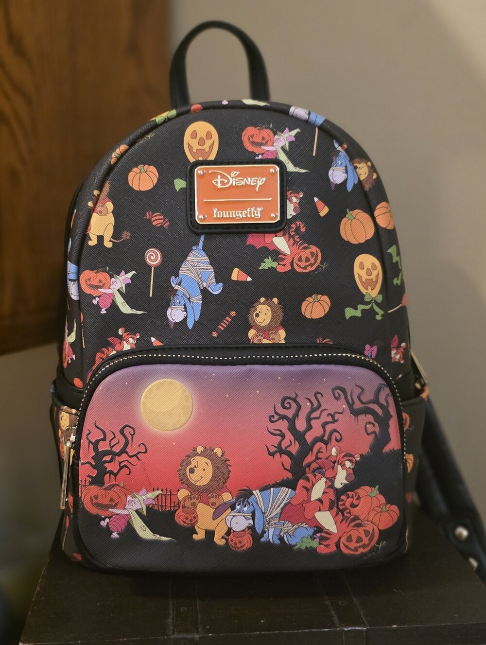 Loungefly Disney Black and Orange Halloween Winnie The Pooh Character Backpack